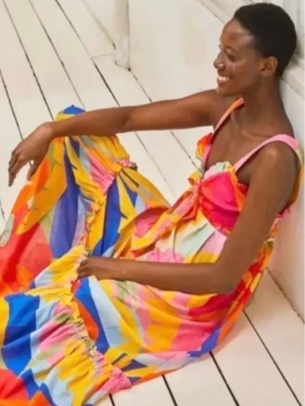 Tropical Sunset Tie Front Dress
